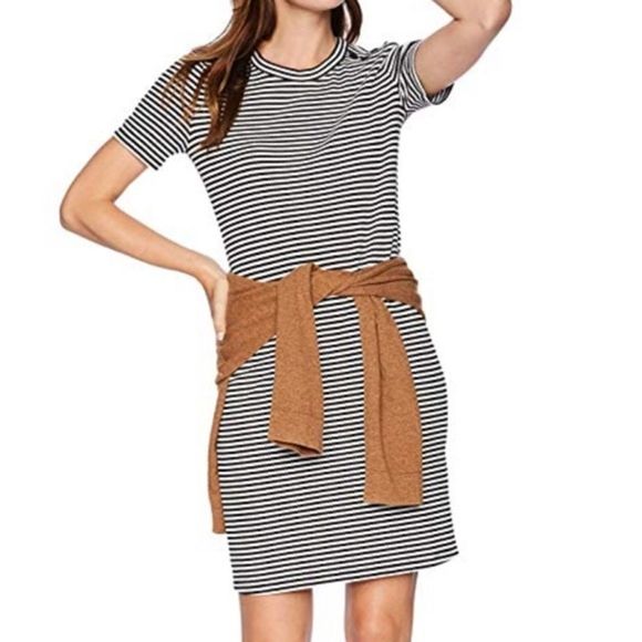 J. Crew Dress Women Large Black White Striped T-Shirt‎ Dress Mercantile Nautical - Picture 8 of 8